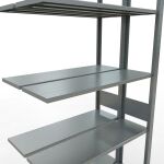 Anbauregal, Doppelregal, Fachbodenregal Stecksystem MULTIplus150, 3000 x 1000 x (2x300) mm (HxBxT), 2x7 Fachböden, Längenriegel, verzinkt