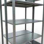 Grundregal, Doppelregal, Fachbodenregal Stecksystem MULTIplus150, 2000 x 1000 x (2x400) mm (HxBxT), 2x5 Fachböden, Längenriegel, verzinkt