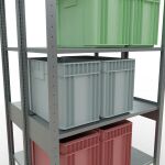 Grundregal, Doppelregal, Fachbodenregal Stecksystem MULTIplus150, 2500 x 1000 x (2x400) mm (HxBxT), 2x6 Fachböden, Längenriegel, verzinkt