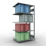 Anbauregal, Doppelregal, Fachbodenregal Stecksystem MULTIplus150, 2000 x 1000 x (2x400) mm (HxBxT), 2x5 Fachböden, Längenriegel, verzinkt