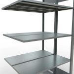 Anbauregal, Doppelregal, Fachbodenregal Stecksystem MULTIplus150, 2000 x 1000 x (2x400) mm (HxBxT), 2x5 Fachböden, Längenriegel, verzinkt