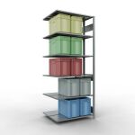 Anbauregal, Doppelregal, Fachbodenregal Stecksystem MULTIplus150, 2500 x 1000 x (2x400) mm (HxBxT), 2x6 Fachböden, Längenriegel, verzinkt