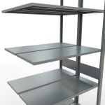 Anbauregal, Doppelregal, Fachbodenregal Stecksystem MULTIplus150, 3000 x 1000 x (2x400) mm (HxBxT), 2x7 Fachböden, Längenriegel, verzinkt