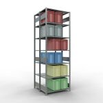 Grundregal, Doppelregal, Fachbodenregal Stecksystem MULTIplus150, 3000 x 1000 x (2x500) mm (HxBxT), 2x7 Fachböden, Längenriegel, verzinkt
