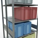 Grundregal, Doppelregal, Fachbodenregal Stecksystem MULTIplus150, 3000 x 1000 x (2x500) mm (HxBxT), 2x7 Fachböden, Längenriegel, verzinkt