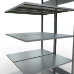 Anbauregal, Doppelregal, Fachbodenregal Stecksystem MULTIplus150, 2000 x 1000 x (2x500) mm (HxBxT), 2x5 Fachböden, Längenriegel, verzinkt