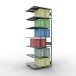 Anbauregal, Doppelregal, Fachbodenregal Stecksystem MULTIplus150, 3000 x 1000 x (2x500) mm (HxBxT), 2x7 Fachböden, Längenriegel, verzinkt