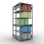 Grundregal, Doppelregal, Fachbodenregal Stecksystem MULTIplus150, 2500 x 1000 x (2x600) mm (HxBxT), 2x6 Fachböden, Längenriegel, verzinkt