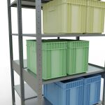 Grundregal, Doppelregal, Fachbodenregal Stecksystem MULTIplus150, 2500 x 1000 x (2x600) mm (HxBxT), 2x6 Fachböden, Längenriegel, verzinkt