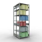 Grundregal, Doppelregal, Fachbodenregal Stecksystem MULTIplus150, 3000 x 1000 x (2x600) mm (HxBxT), 2x7 Fachböden, Längenriegel, verzinkt