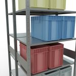 Grundregal, Doppelregal, Fachbodenregal Stecksystem MULTIplus150, 3000 x 1000 x (2x600) mm (HxBxT), 2x7 Fachböden, Längenriegel, verzinkt