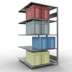 Anbauregal, Doppelregal, Fachbodenregal Stecksystem MULTIplus150, 2000 x 1000 x (2x600) mm (HxBxT), 2x5 Fachböden, Längenriegel, verzinkt