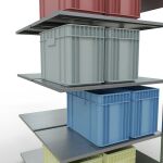 Anbauregal, Doppelregal, Fachbodenregal Stecksystem MULTIplus150, 2000 x 1000 x (2x600) mm (HxBxT), 2x5 Fachböden, Längenriegel, verzinkt