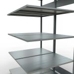 Anbauregal, Doppelregal, Fachbodenregal Stecksystem MULTIplus150, 2000 x 1000 x (2x600) mm (HxBxT), 2x5 Fachböden, Längenriegel, verzinkt