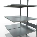 Anbauregal, Doppelregal, Fachbodenregal Stecksystem MULTIplus150, 3000 x 1000 x (2x600) mm (HxBxT), 2x7 Fachböden, Längenriegel, verzinkt