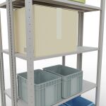 Grundregal, Doppelregal, Fachbodenregal Stecksystem MULTIplus150, 2000 x 1000 x (2x300) mm (HxBxT), 2x5 Fachböden, Längenriegel, RAL 7035 lichtgrau