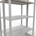 Grundregal, Doppelregal, Fachbodenregal Stecksystem MULTIplus150, 2000 x 1000 x (2x300) mm (HxBxT), 2x5 Fachböden, Längenriegel, RAL 7035 lichtgrau