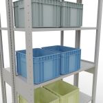 Grundregal, Doppelregal, Fachbodenregal Stecksystem MULTIplus150, 2500 x 1000 x (2x300) mm (HxBxT), 2x6 Fachböden, Längenriegel, RAL 7035 lichtgrau