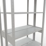 Grundregal, Doppelregal, Fachbodenregal Stecksystem MULTIplus150, 2500 x 1000 x (2x300) mm (HxBxT), 2x6 Fachböden, Längenriegel, RAL 7035 lichtgrau