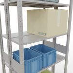 Grundregal, Doppelregal, Fachbodenregal Stecksystem MULTIplus150, 3000 x 1000 x (2x300) mm (HxBxT), 2x7 Fachböden, Längenriegel, RAL 7035 lichtgrau