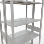 Grundregal, Doppelregal, Fachbodenregal Stecksystem MULTIplus150, 3000 x 1000 x (2x300) mm (HxBxT), 2x7 Fachböden, Längenriegel, RAL 7035 lichtgrau