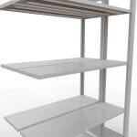 Anbauregal, Doppelregal, Fachbodenregal Stecksystem MULTIplus150, 2000 x 1000 x (2x300) mm (HxBxT), 2x5 Fachböden, Längenriegel, RAL 7035 lichtgrau