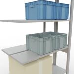 Anbauregal, Doppelregal, Fachbodenregal Stecksystem MULTIplus150, 2500 x 1000 x (2x300) mm (HxBxT), 2x6 Fachböden, Längenriegel, RAL 7035 lichtgrau