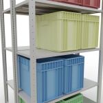 Grundregal, Doppelregal, Fachbodenregal Stecksystem MULTIplus150, 2000 x 1000 x (2x400) mm (HxBxT), 2x5 Fachböden, Längenriegel, RAL 7035 lichtgrau