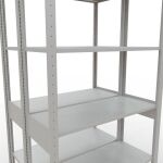 Grundregal, Doppelregal, Fachbodenregal Stecksystem MULTIplus150, 2500 x 1000 x (2x400) mm (HxBxT), 2x6 Fachböden, Längenriegel, RAL 7035 lichtgrau