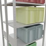 Grundregal, Doppelregal, Fachbodenregal Stecksystem MULTIplus150, 3000 x 1000 x (2x400) mm (HxBxT), 2x7 Fachböden, Längenriegel, RAL 7035 lichtgrau