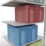 Anbauregal, Doppelregal, Fachbodenregal Stecksystem MULTIplus150, 2000 x 1000 x (2x400) mm (HxBxT), 2x5 Fachböden, Längenriegel, RAL 7035 lichtgrau