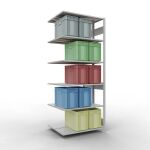 Anbauregal, Doppelregal, Fachbodenregal Stecksystem MULTIplus150, 2500 x 1000 x (2x400) mm (HxBxT), 2x6 Fachböden, Längenriegel, RAL 7035 lichtgrau