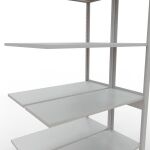 Anbauregal, Doppelregal, Fachbodenregal Stecksystem MULTIplus150, 2500 x 1000 x (2x400) mm (HxBxT), 2x6 Fachböden, Längenriegel, RAL 7035 lichtgrau