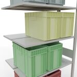 Anbauregal, Doppelregal, Fachbodenregal Stecksystem MULTIplus150, 3000 x 1000 x (2x400) mm (HxBxT), 2x7 Fachböden, Längenriegel, RAL 7035 lichtgrau