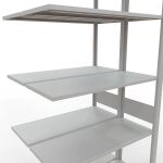 Anbauregal, Doppelregal, Fachbodenregal Stecksystem MULTIplus150, 3000 x 1000 x (2x400) mm (HxBxT), 2x7 Fachböden, Längenriegel, RAL 7035 lichtgrau