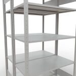 Grundregal, Doppelregal, Fachbodenregal Stecksystem MULTIplus150, 2000 x 1000 x (2x500) mm (HxBxT), 2x5 Fachböden, Längenriegel, RAL 7035 lichtgrau