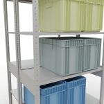 Grundregal, Doppelregal, Fachbodenregal Stecksystem MULTIplus150, 2500 x 1000 x (2x500) mm (HxBxT), 2x6 Fachböden, Längenriegel, RAL 7035 lichtgrau