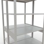 Grundregal, Doppelregal, Fachbodenregal Stecksystem MULTIplus150, 2500 x 1000 x (2x500) mm (HxBxT), 2x6 Fachböden, Längenriegel, RAL 7035 lichtgrau