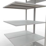 Anbauregal, Doppelregal, Fachbodenregal Stecksystem MULTIplus150, 2000 x 1000 x (2x500) mm (HxBxT), 2x5 Fachböden, Längenriegel, RAL 7035 lichtgrau