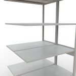Anbauregal, Doppelregal, Fachbodenregal Stecksystem MULTIplus150, 2500 x 1000 x (2x500) mm (HxBxT), 2x6 Fachböden, Längenriegel, RAL 7035 lichtgrau