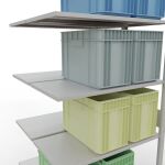 Anbauregal, Doppelregal, Fachbodenregal Stecksystem MULTIplus150, 3000 x 1000 x (2x500) mm (HxBxT), 2x7 Fachböden, Längenriegel, RAL 7035 lichtgrau