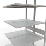 Anbauregal, Doppelregal, Fachbodenregal Stecksystem MULTIplus150, 3000 x 1000 x (2x500) mm (HxBxT), 2x7 Fachböden, Längenriegel, RAL 7035 lichtgrau