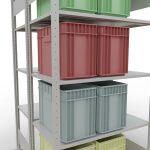 Grundregal, Doppelregal, Fachbodenregal Stecksystem MULTIplus150, 2000 x 1000 x (2x600) mm (HxBxT), 2x5 Fachböden, Längenriegel, RAL 7035 lichtgrau