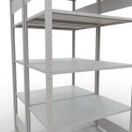 Grundregal, Doppelregal, Fachbodenregal Stecksystem MULTIplus150, 2000 x 1000 x (2x600) mm (HxBxT), 2x5 Fachböden, Längenriegel, RAL 7035 lichtgrau