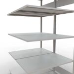 Anbauregal, Doppelregal, Fachbodenregal Stecksystem MULTIplus150, 2000 x 1000 x (2x600) mm (HxBxT), 2x5 Fachböden, Längenriegel, RAL 7035 lichtgrau