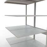 Anbauregal, Doppelregal, Fachbodenregal Stecksystem MULTIplus150, 2500 x 1000 x (2x600) mm (HxBxT), 2x6 Fachböden, Längenriegel, RAL 7035 lichtgrau