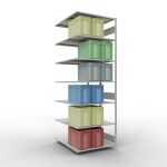 Anbauregal, Doppelregal, Fachbodenregal Stecksystem MULTIplus150, 3000 x 1000 x (2x600) mm (HxBxT), 2x7 Fachböden, Längenriegel, RAL 7035 lichtgrau