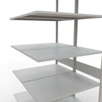 Anbauregal, Doppelregal, Fachbodenregal Stecksystem MULTIplus150, 3000 x 1000 x (2x600) mm (HxBxT), 2x7 Fachböden, Längenriegel, RAL 7035 lichtgrau