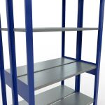 Grundregal, Doppelregal, Fachbodenregal Stecksystem MULTIplus150, 2500 x 1000 x (2x300) mm (HxBxT), 2x6 Fachböden, Längenriegel, RAL 5010 enzianblau/verzinkt