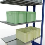 Anbauregal, Doppelregal, Fachbodenregal Stecksystem MULTIplus150, 2000 x 1000 x (2x300) mm (HxBxT), 2x5 Fachböden, Längenriegel, RAL 5010 enzianblau/verzinkt